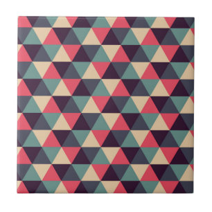 Teal And Pink Triangle Pattern Tile