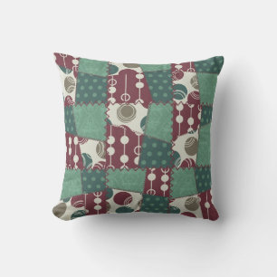 Teal and Plum Faux Patchwork MOJO Pillow