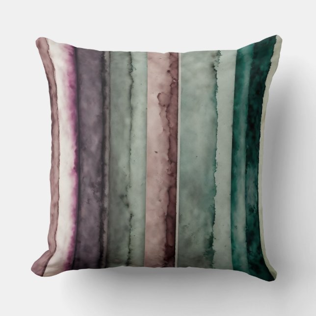 teal and purple abstract stripes cushion (Front)