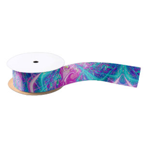 Teal and Purple Abstract Sunburst Satin Ribbon
