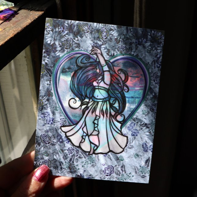 Teal and Purple Belly Dancer Love Heart       Postcard (Creator Uploaded)
