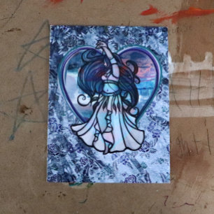 Teal and Purple Belly Dancer Love Heart Postcard