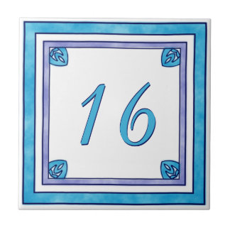 Teal and Purple Big House Number Tile