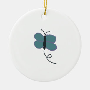 Teal And Purple Butterfly Ceramic Tree Decoration