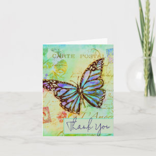 Teal and purple butterfly custom card