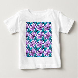 Teal and purple butterfly floral pattern baby T-Shirt