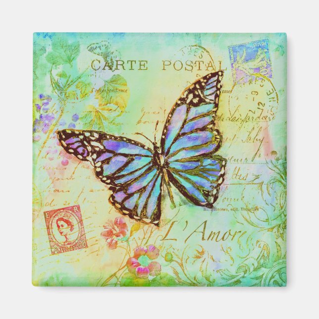 Teal and purple butterfly  magnet (Front)