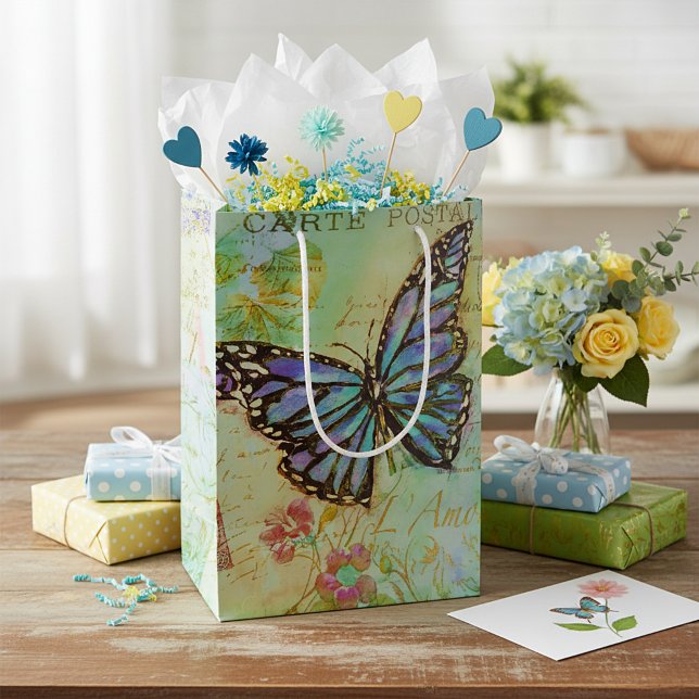 Teal and purple butterfly  medium gift bag (Creator Uploaded)