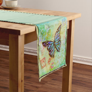 Teal and purple butterfly medium table runner