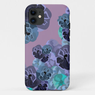 Teal and Purple Cute Vintage Floral Print Case-Mate iPhone Case