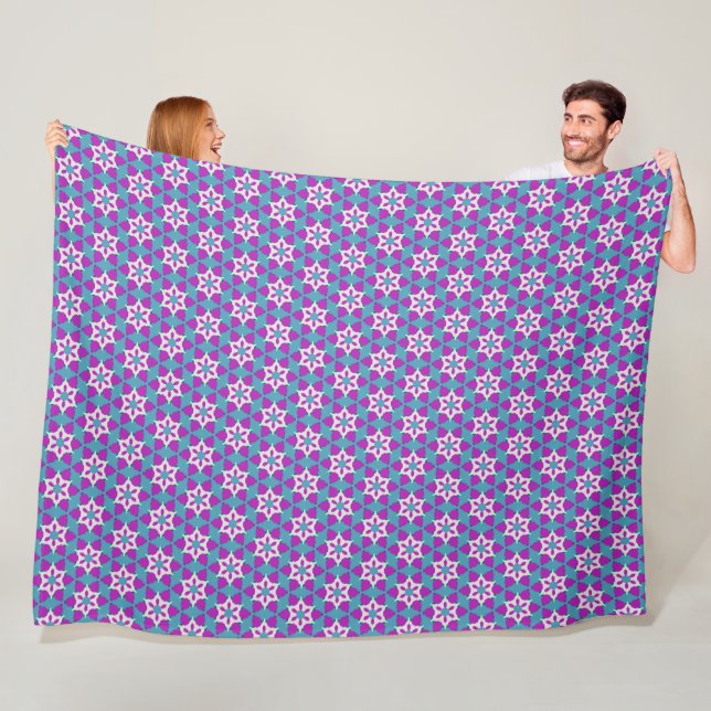 Teal and Purple Flower Pattern PP4 Fleece Blanket (In Situ)