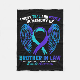 Teal And Purple For Brother In Law Awareness Shirt Fleece Blanket