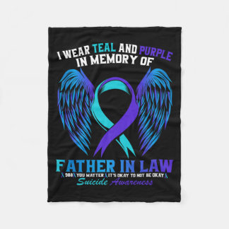Teal And Purple For Father In Law Awareness Shirt Fleece Blanket