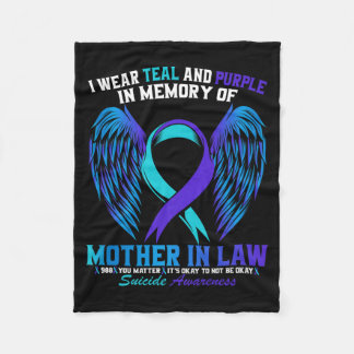 Teal And Purple For Mother In Law Awareness Shirt Fleece Blanket