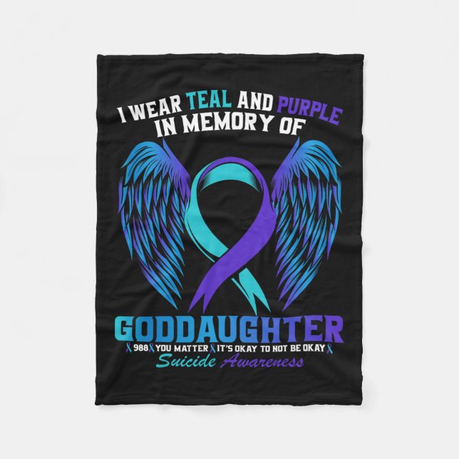 Teal And Purple For My Goddaughter Suicide Awarene Fleece Blanket (Front)