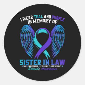 Teal And Purple For My Sister In Law Suicide Aware Classic Round Sticker