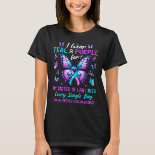 Teal And Purple For Sister In Law Suicide Preventi T-Shirt