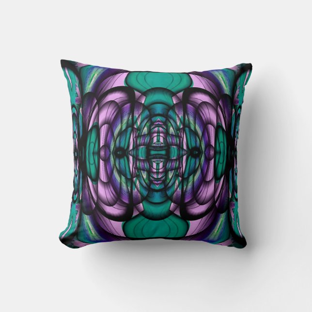 Teal and Purple Fractal Design American MoJo Pillo Cushion (Front)