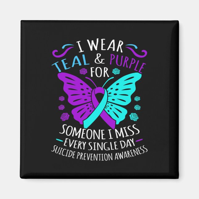 Teal And Purple Happy Suicide Awareness Support Gr Magnet (Front)
