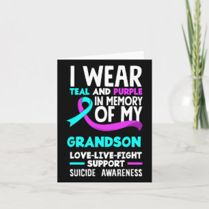 Teal And Purple In Memory Of My Grandson Suicide P Card