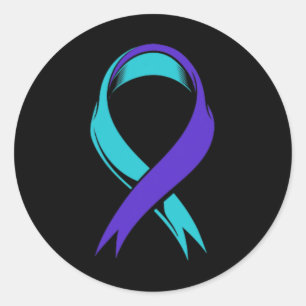 Teal And Purple Loss Of Husbynd Suicide Prevention Classic Round Sticker