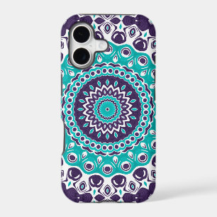 Teal and Purple Mandala Bold Geometric Symmetry