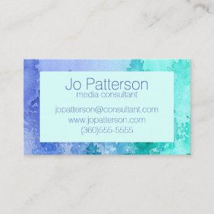 Teal And Purple Misty Trees Watercolor Business Card