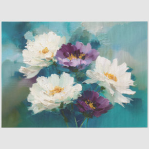 Teal and Purple Painterly Flowers Tissue Paper