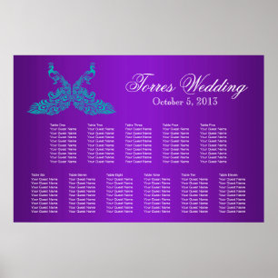 Teal and Purple Peacock Seating Chart