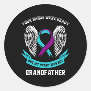 Teal And Purple Ribbon Suicide Awareness Grandfath Classic Round Sticker
