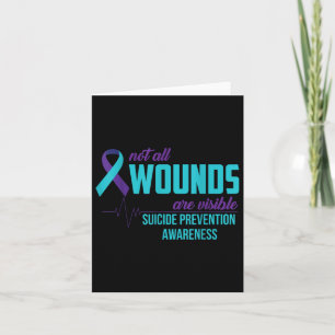 Teal And Purple Ribbon Suicide Prevention Awarenes Card
