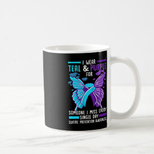 Teal and Purple Ribbon Suicide Prevention Awarenes Coffee Mug