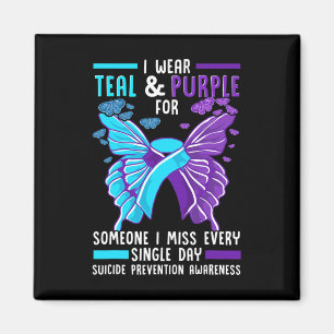 Teal and Purple Ribbon Suicide Prevention Awarenes Magnet