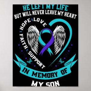 Teal and Purple Suicide Awareness Ribbon In Memory Poster