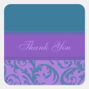 Teal and Purple Thank You Wedding Envelope Seals