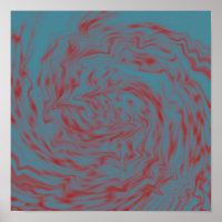 Teal And Red Liquid Art Poster