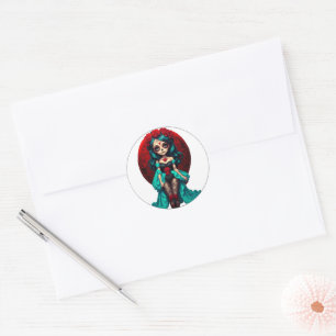 Teal and Red Roses Sugar Skulls envelopes seals