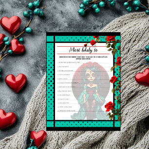 Teal and Red Roses Sugar Skulls Most Likely Game