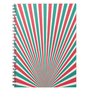 Teal and Red Stripes Spiral Notebook