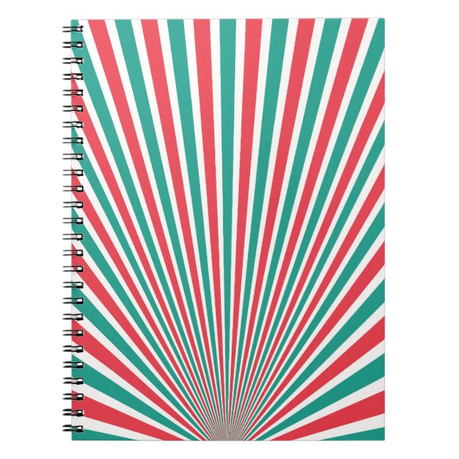 Teal and Red Stripes Spiral Notebook (Front)