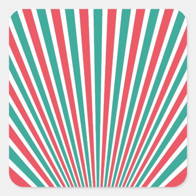 Teal and Red Stripes Square Sticker (Front)