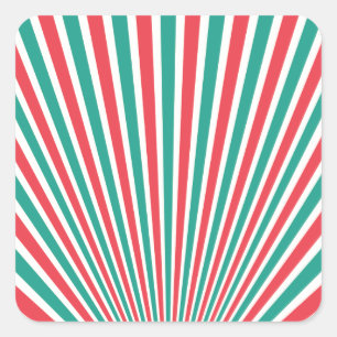 Teal and Red Stripes Square Sticker