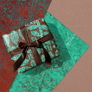 Teal and Rust Boho Designs Wrapping Paper Sheet