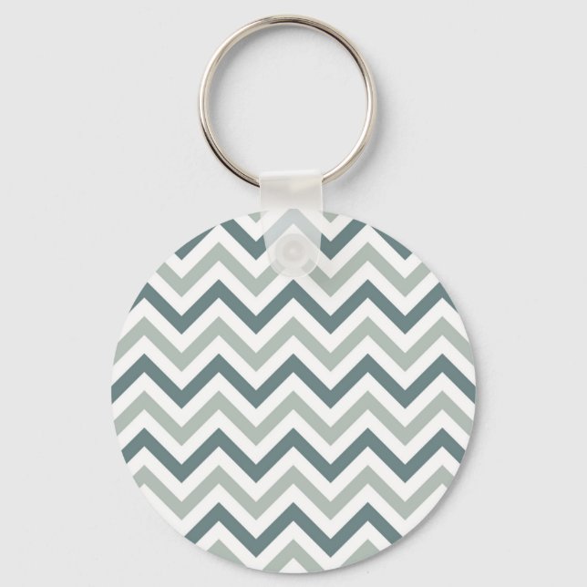 Teal and sage chevron key ring (Front)