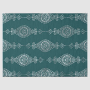 Teal and Silver Abstract Boho Pattern Decoupage Tissue Paper