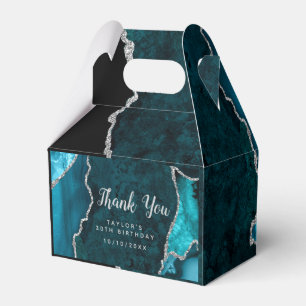 Teal and Silver Agate Birthday Thank You Favour Box