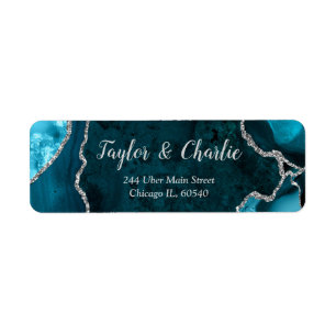 Teal and Silver Agate Marble Wedding