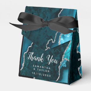 Teal and Silver Agate Wedding Thank You Favour Box