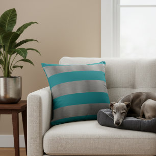 Teal and Silver Couch Pillow