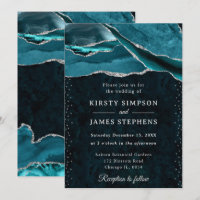 Teal and Silver Glitter Agate Wedding